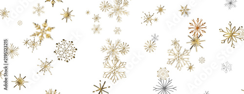 Beautiful scattering of golden snowflakes creating a festive winter wonderland for holiday celebrati