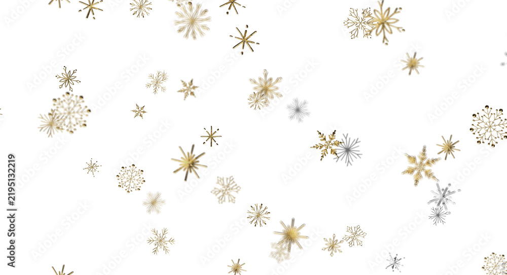 Obraz premium Beautiful golden and silver snowflakes create a festive winter background.