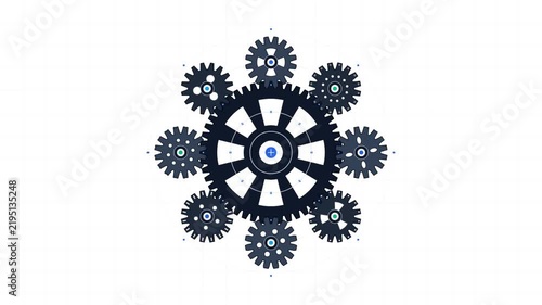 Abstract Digital Gear Mechanism Animation