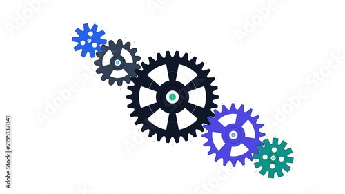Animated Interlocking Gears Rotating Together