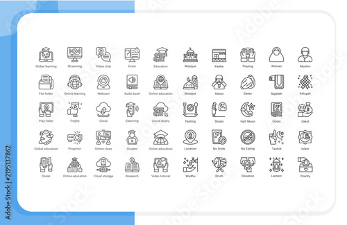 Editable online learning icon and ramadan icon pack 