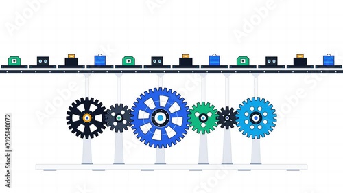 Industrial Conveyor System Driven by Interconnected Gears