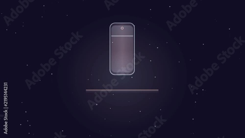 Smart Speaker glowing softly on shelf during dark ambient background with subtle particles