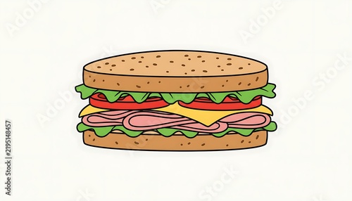 Delicious hamburger with lettuce and ham