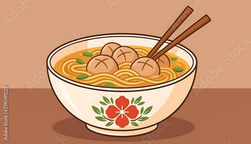 Bowl of ramen noodles with chopsticks