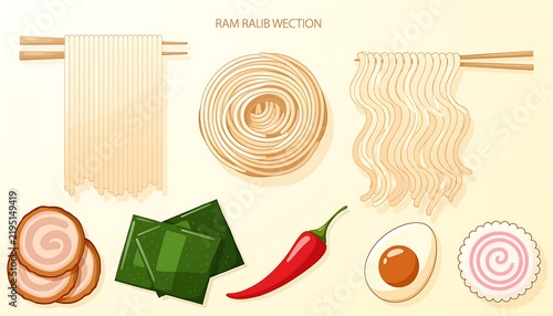 Flat design icons of food ingredients and spices