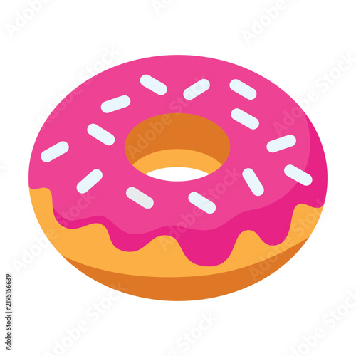 Sweet pink donut with white sprinkles 