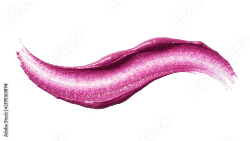 Fotografía Pink textured cosmetic cream smear, isolated on transparent background