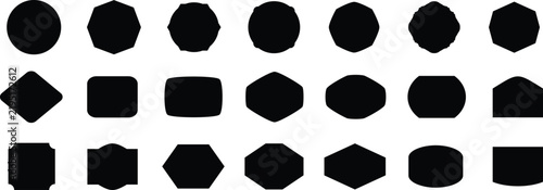 Basic shape elements and rounded edges. Collection of geometric shapes for kids on a white background. Different shapes circle, rectangle, polygon and hexagon design for decoration.