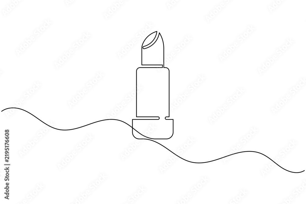 Obraz premium Lipstick tube icon continuous one line drawing minimalist salon cosmetic outline vector illustration