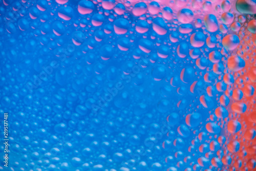 Abstract Close up of Many Water Drops on Colorfull Surface