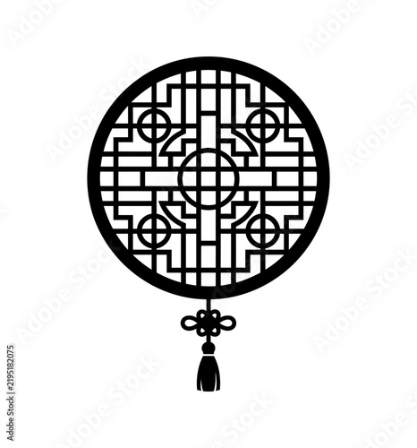 Traditional chinese decorative window lattice design with tassel