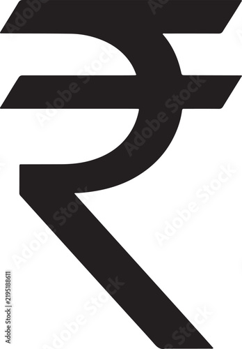 Black indian rupee currency symbol, bold icon of the official monetary unit of india on a plain white background, also transparent background