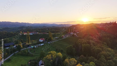 South Styria Vineyard Landscape at Sunset Austria