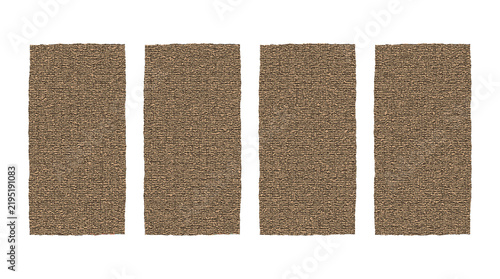Four rectangular panels with horizontal brown and beige natural woven texture