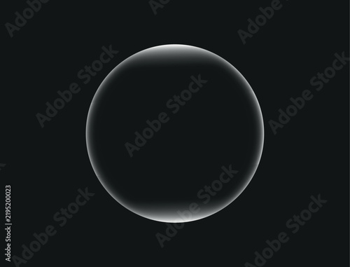 Glowing sphere vector illustration, dark futuristic glowing circle with neon light effect for sci-fi design