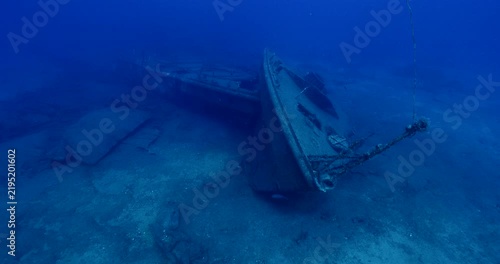 shipwreck scenery underwater ship wreck deep blue water ocean scenery of metal underwater scuba divers to explore