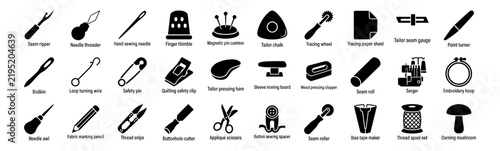Konstfotografi Garment Alteration Sewing Tools and Tailoring Equipment Solid Glyph Icon Set