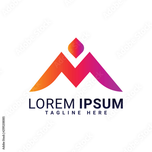 M text logo design icon, company, vector, design, symbol, sign, building, home, illustration, construction, estate, real estate, logotype, real, brand, mountain, roof, property, architecture, conc