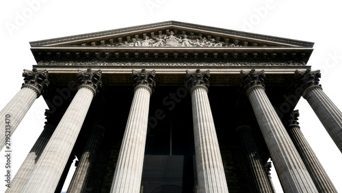 Fotografía Grand neoclassical stone columns supporting a pediment with sculptures, isolated