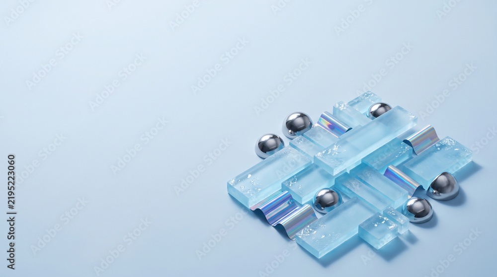 Obraz premium Blue metallic layout with space for digital editorial