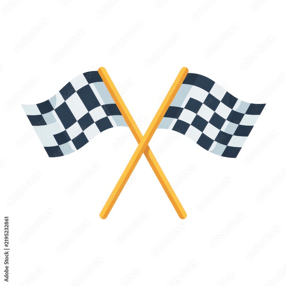 Obraz premium Two crossed checkered racing flags isolated on a white background