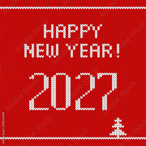 Knitted red Christmas and New Year background 2027