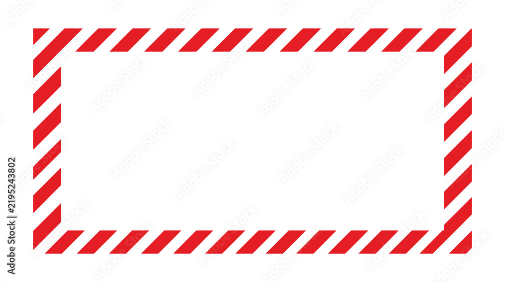 Fototapeta premium Red and white striped rectangular border frame pattern featuring sharp diagonal lines for creative digital projects
