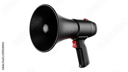 Fotografía Black megaphone with red buttons, isolated on transparent background