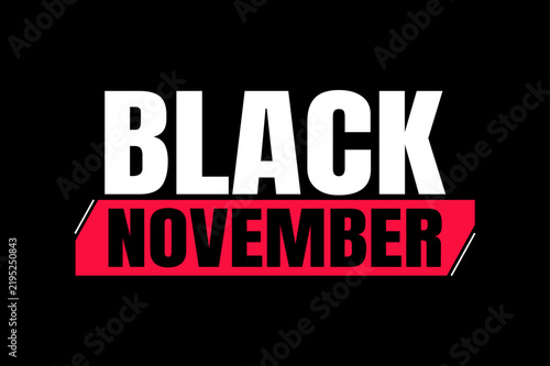 Black November typography background, modern retail sale discount banner, black friday month promotion poster, social media post text template, best deal web cover design