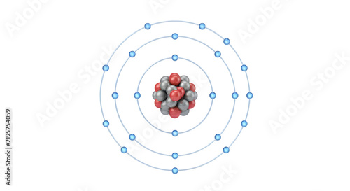 Atom with electron orbits and Bohr model illustration