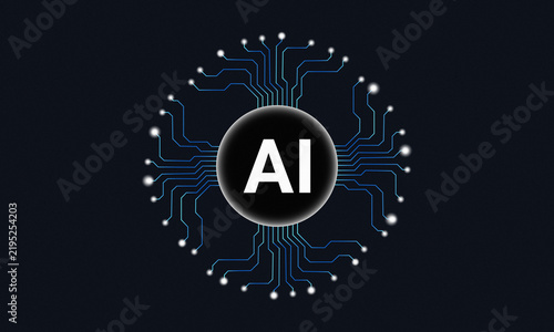 Foto Artificial intelligence digital brain concept, AI neural network circuit board,