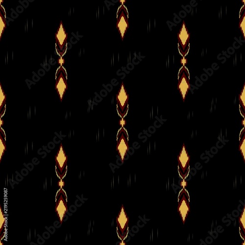 Ikat boho line design in warm background color seamless pattern I Hand drawn design 