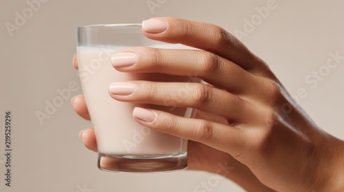 Person holding a glass of milk