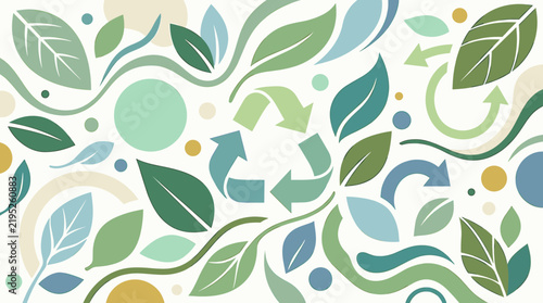 Eco friendly abstract background with leaves and recycle symbol