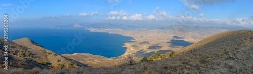 Bild auf Leinwand View towards Kapsel valley from Meganom cape, Sudak, Crimea.