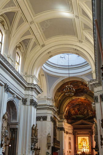 Interior of Palermo Cathedral with dome and gilded altar, Sicily, Italy