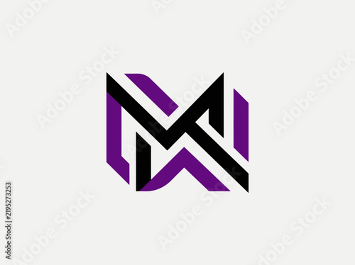 Modern Geometric Abstract Letterform Design With Purple And Black Accents