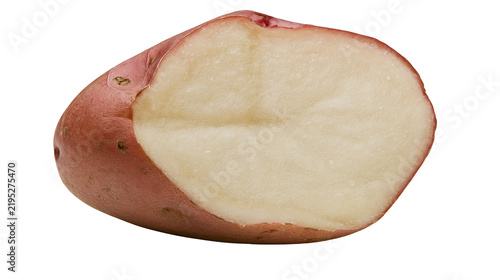 фотографія Isolated fresh red potato, raw and cut in half, showing its textured skin and starchy interior