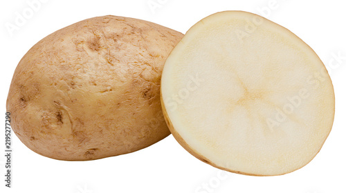 фотографія Isolated jicama root vegetable, one whole and one half showing crisp white interior, fresh and healthy