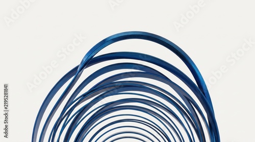 Blue steel Breguet hairspring coil isolated on a white background for watchmaking precision engineering