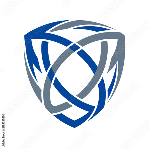 Modern Abstract Shield Logo Design With Interlocking Arrows
