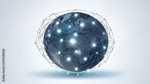 Digital Global Network Connection Abstract Earth Globe