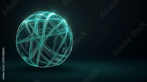 Glowing Digital Sphere with Abstract Neon Light Orbits