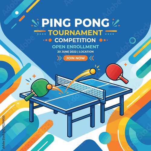 Vibrant Ping Pong Tournament Competition Announcement Poster Design