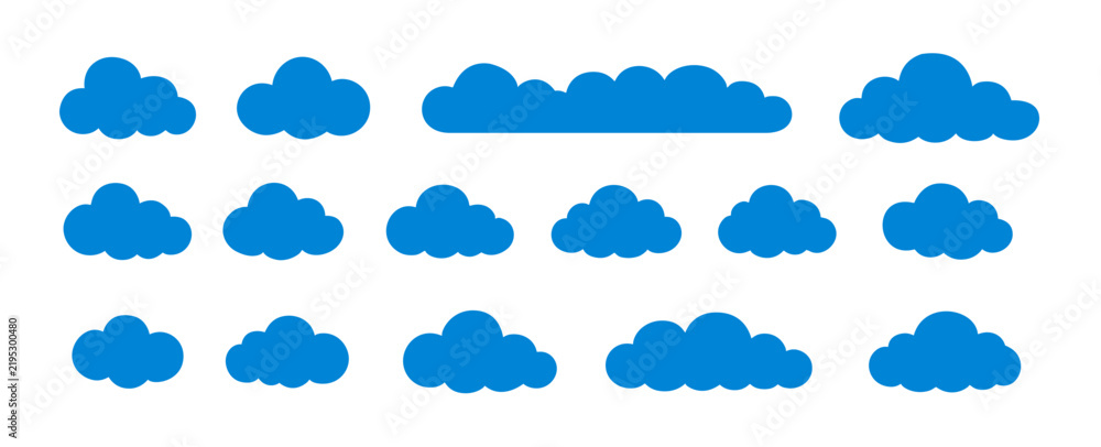 Fototapeta premium Cloud sky vector cartoon flat shape icon. Cloud simple shape bubble summer abstract design isolated icon