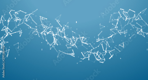 Obraz na płótnie Abstract blue background with white connected dots and lines molecular network pattern, vector illustration