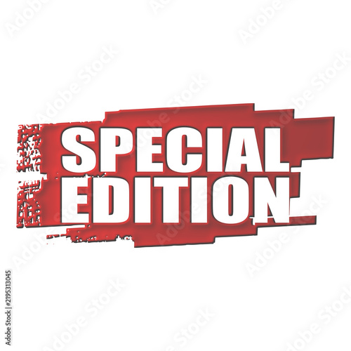 Obraz na płótnie 3d special edition text on red paint stamp illustration element