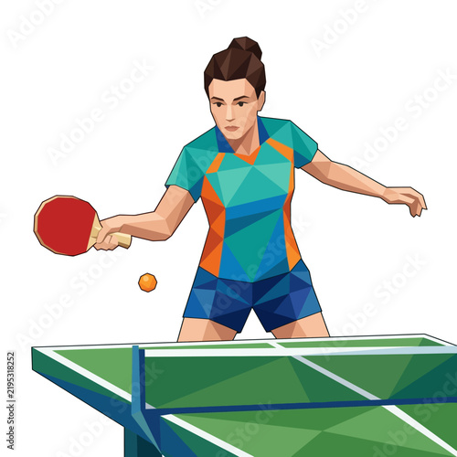 Dynamic Woman Playing Ping Pong Sport Active Lifestyle