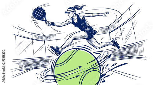 Dynamic Woman Playing Tennis With Intense Focus And Athleticism